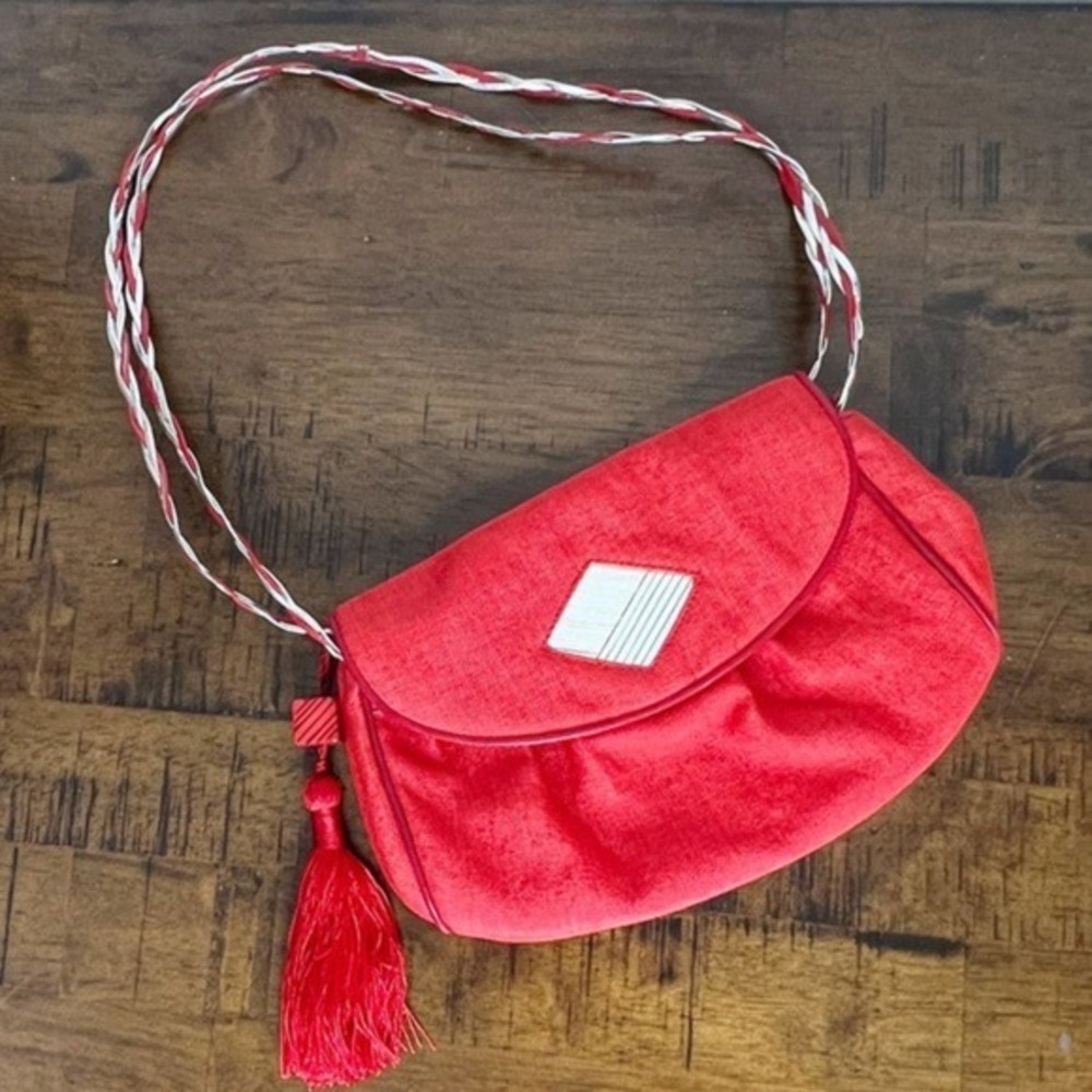 Barbara Bolen Vintage 90’s Purse Handbag‎ Leather Canvas Tassel